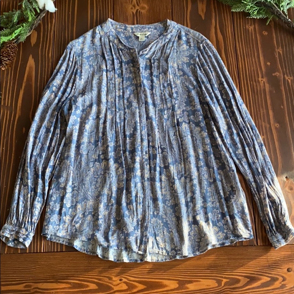 Boho Lucky Brand Long Sleeve Paisley Top